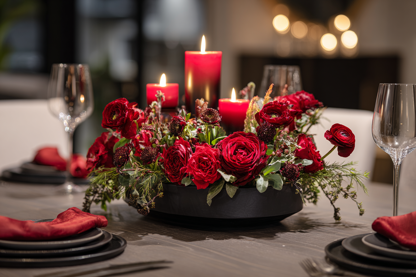 Red rose Valentine's centerpiece