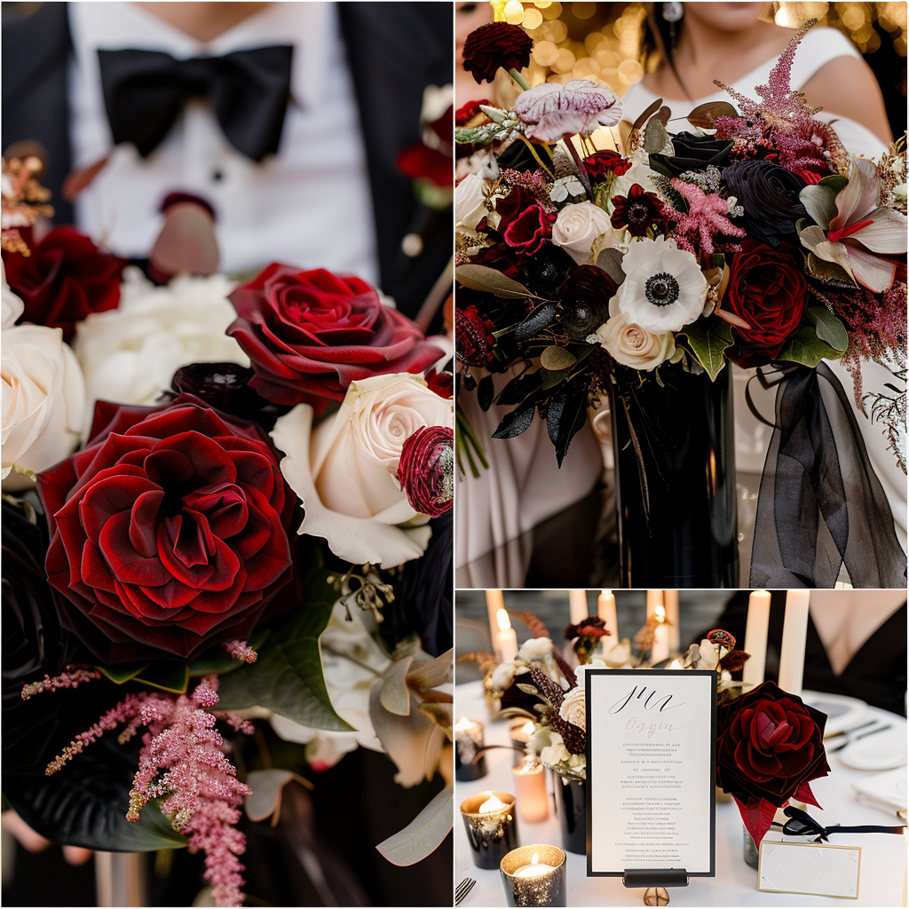 Red black white wedding